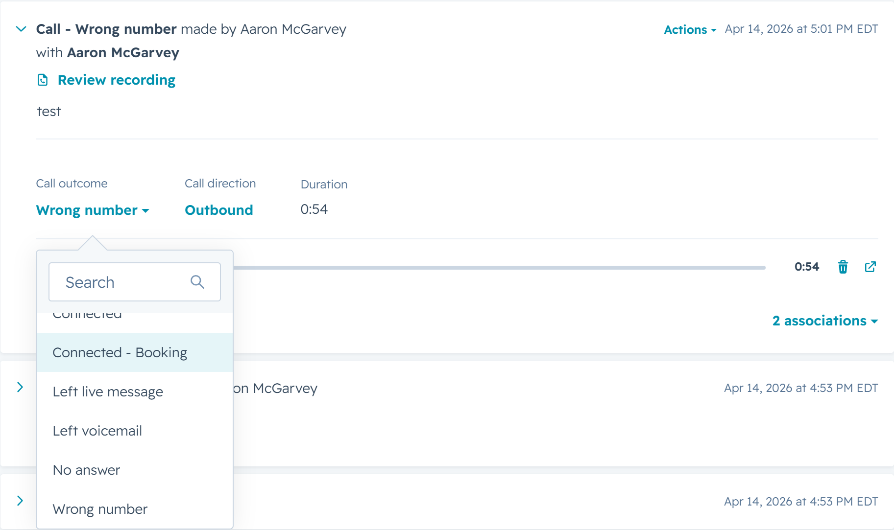 Changing a Wrong Number disposition to Connected - Booking in HubSpot